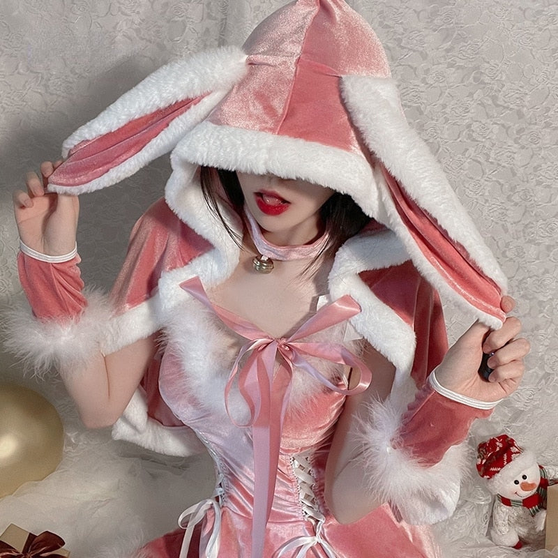 hooded-pink-christmas-bunny-set-outfit-only-no-shawl-dress-ears-rabbit-costumes-kawaii-babe-251